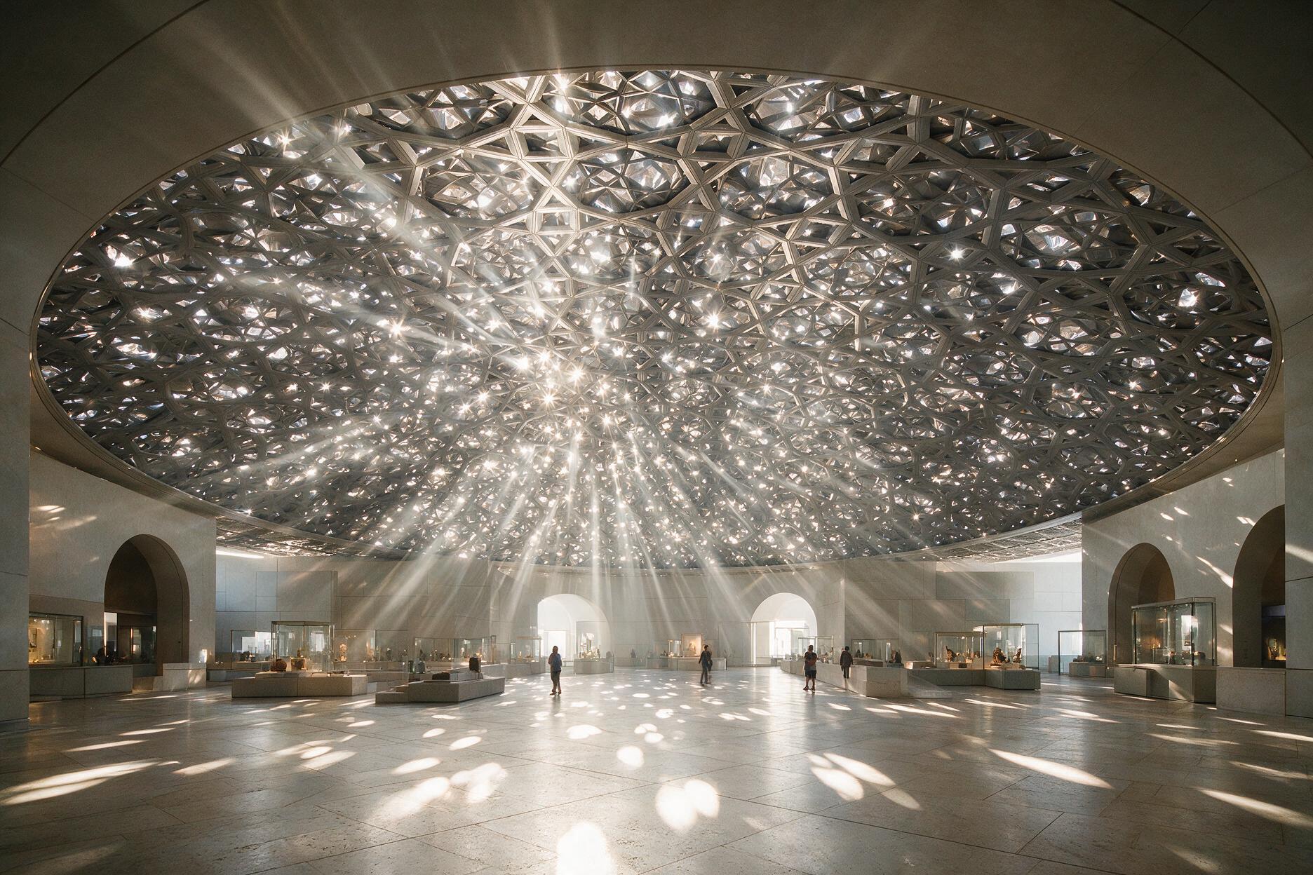 Louvre Abu Dhabi dome light patterns