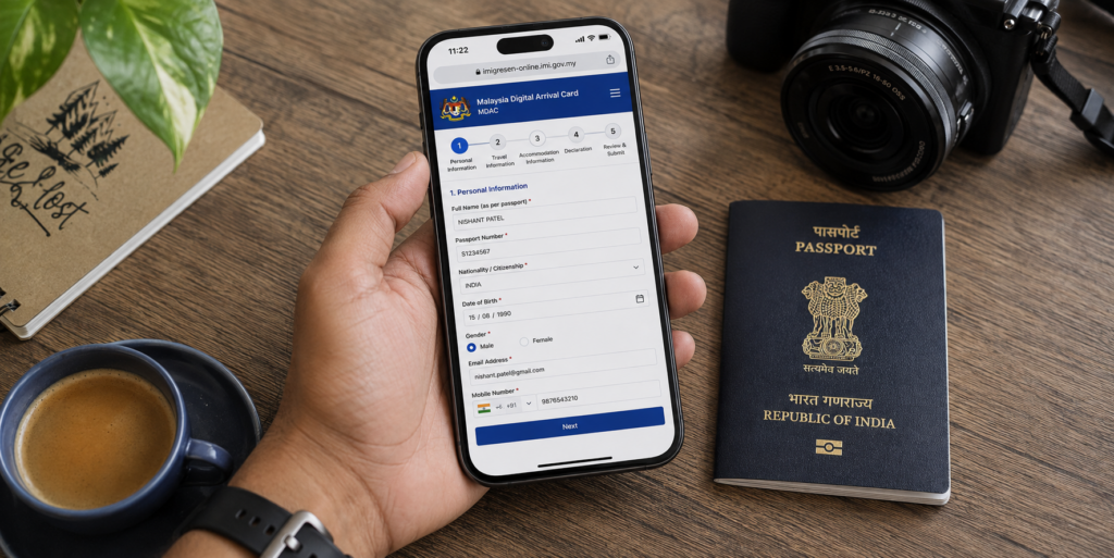 Filling out Malaysia's Digital Arrival Card online before travel