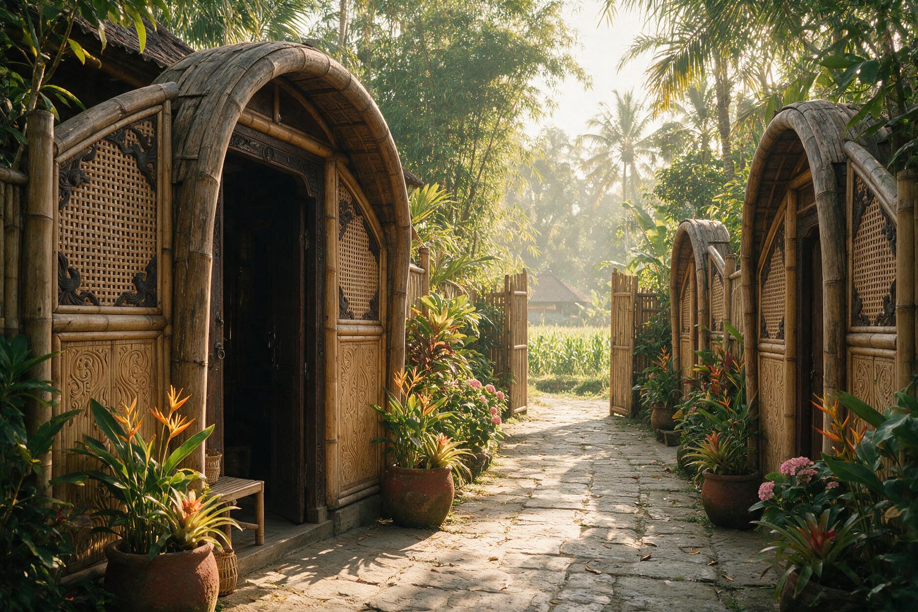Traditional bamboo village architecture in Penglipuran, Bangli regency, Bali
