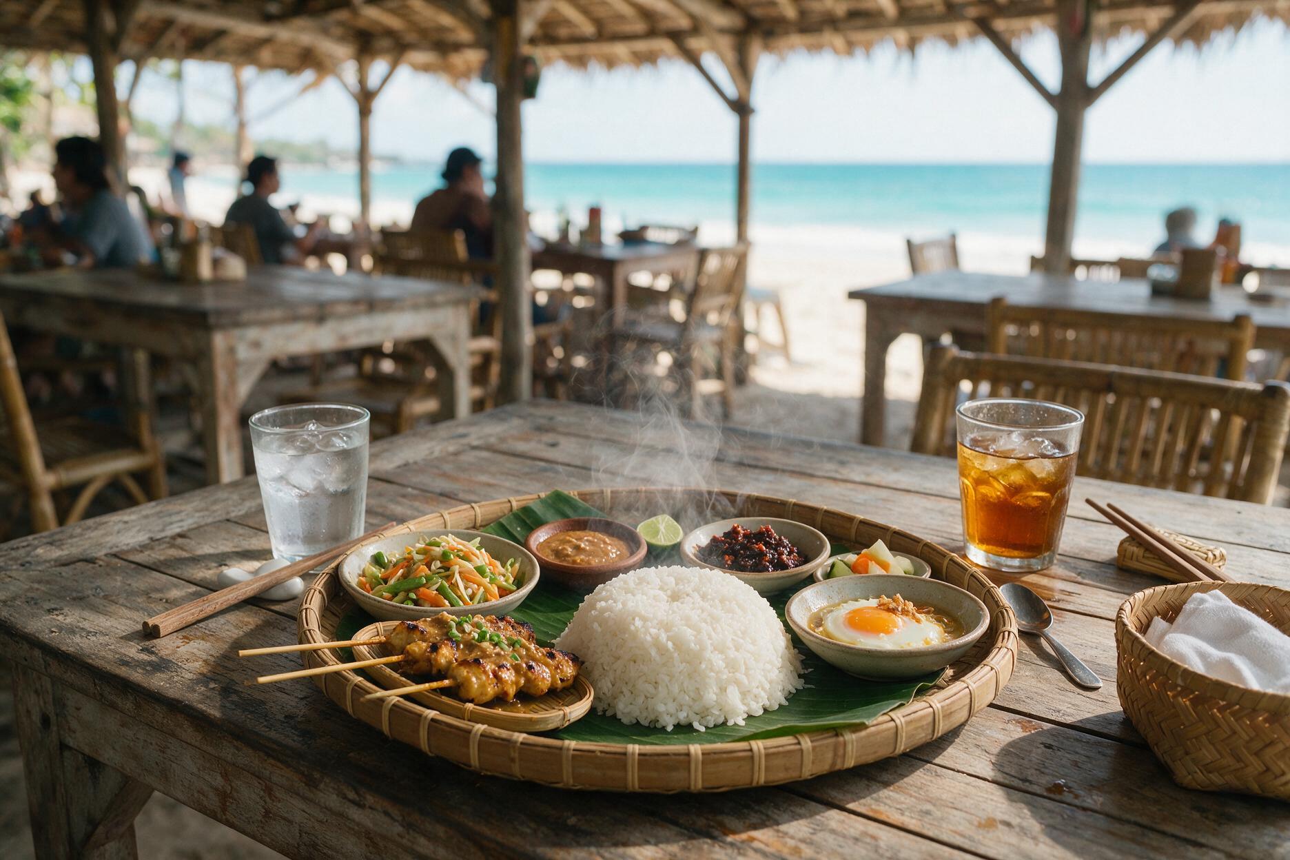 Nasi campur at a local Bali warung