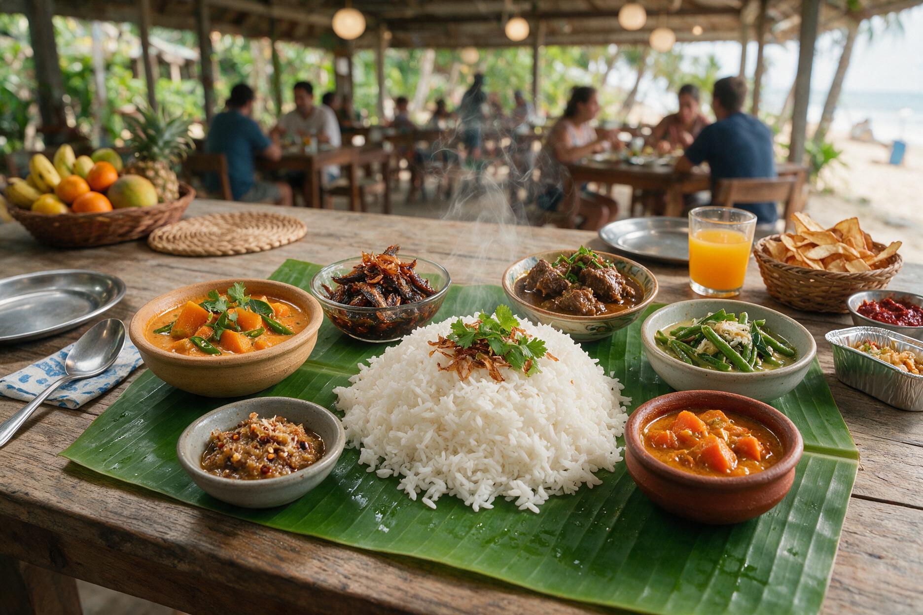 Traditional Sri Lankan rice and curry meal, Kandy