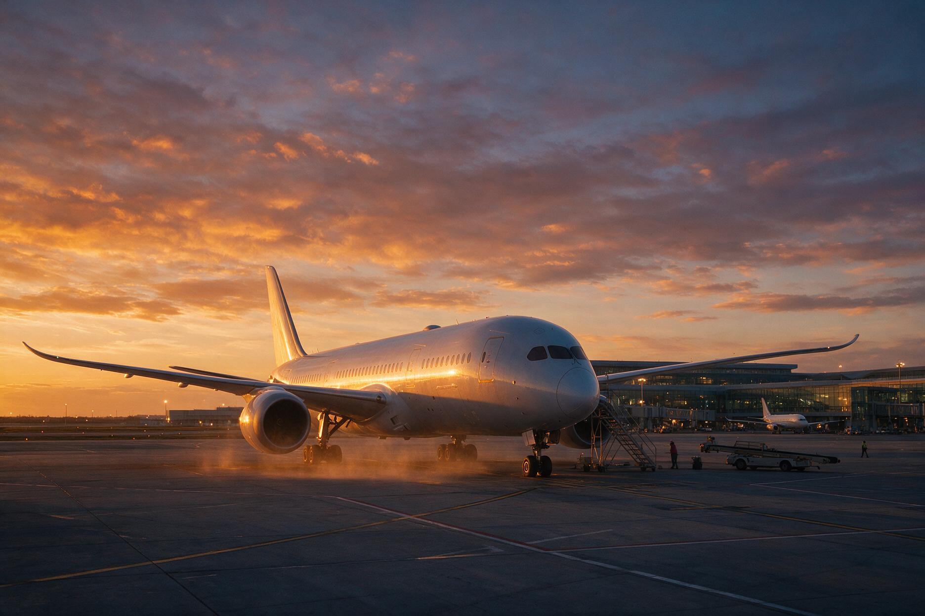 Boeing 787 Dreamliner aircraft on the tarmac at dusk, representing the new Mumbai to Tokyo direct flight