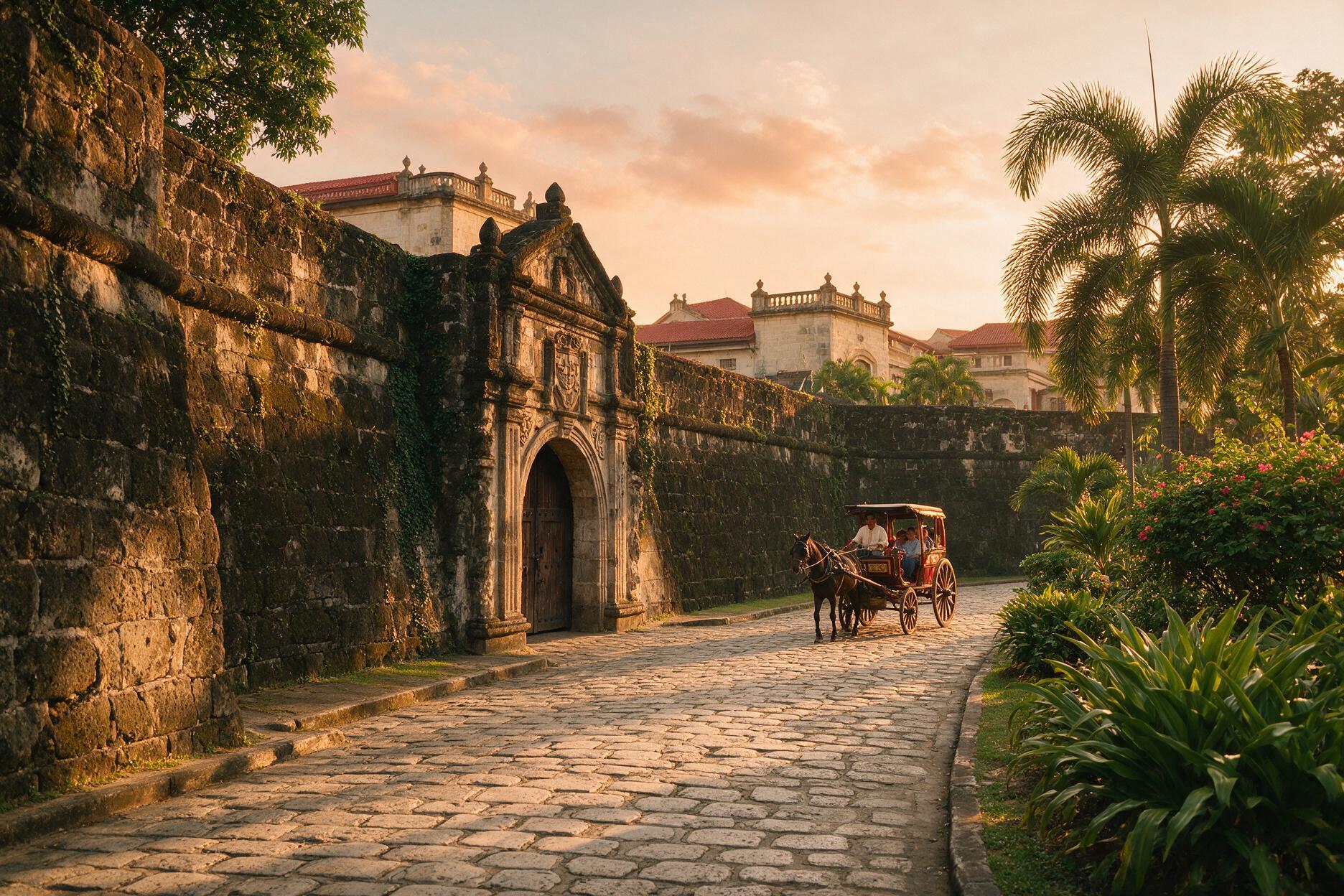 Fort Santiago and the old Spanish colonial walls of Intramuros in Manila, Philippines