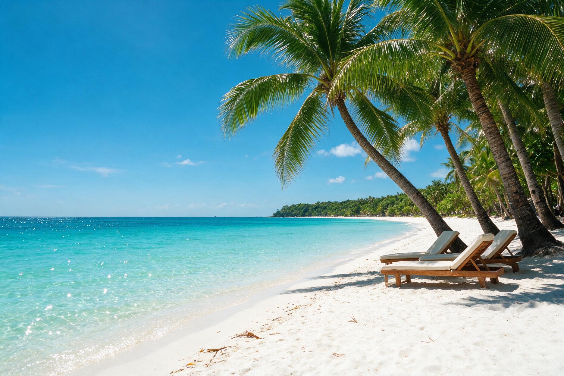 White Beach in Boracay, Philippines with powder-white sand and turquoise water
