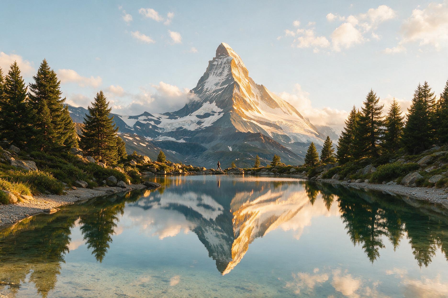 Matterhorn reflection Five Lakes Trail Zermatt Switzerland