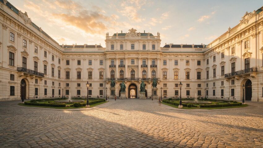 Vienna Hofburg Palace courtyard in the early morning light