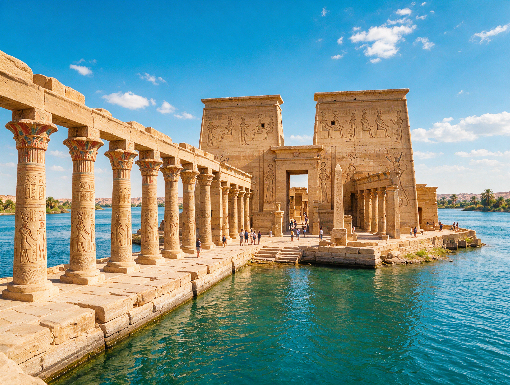 Philae Temple on its island in the Nile near Aswan