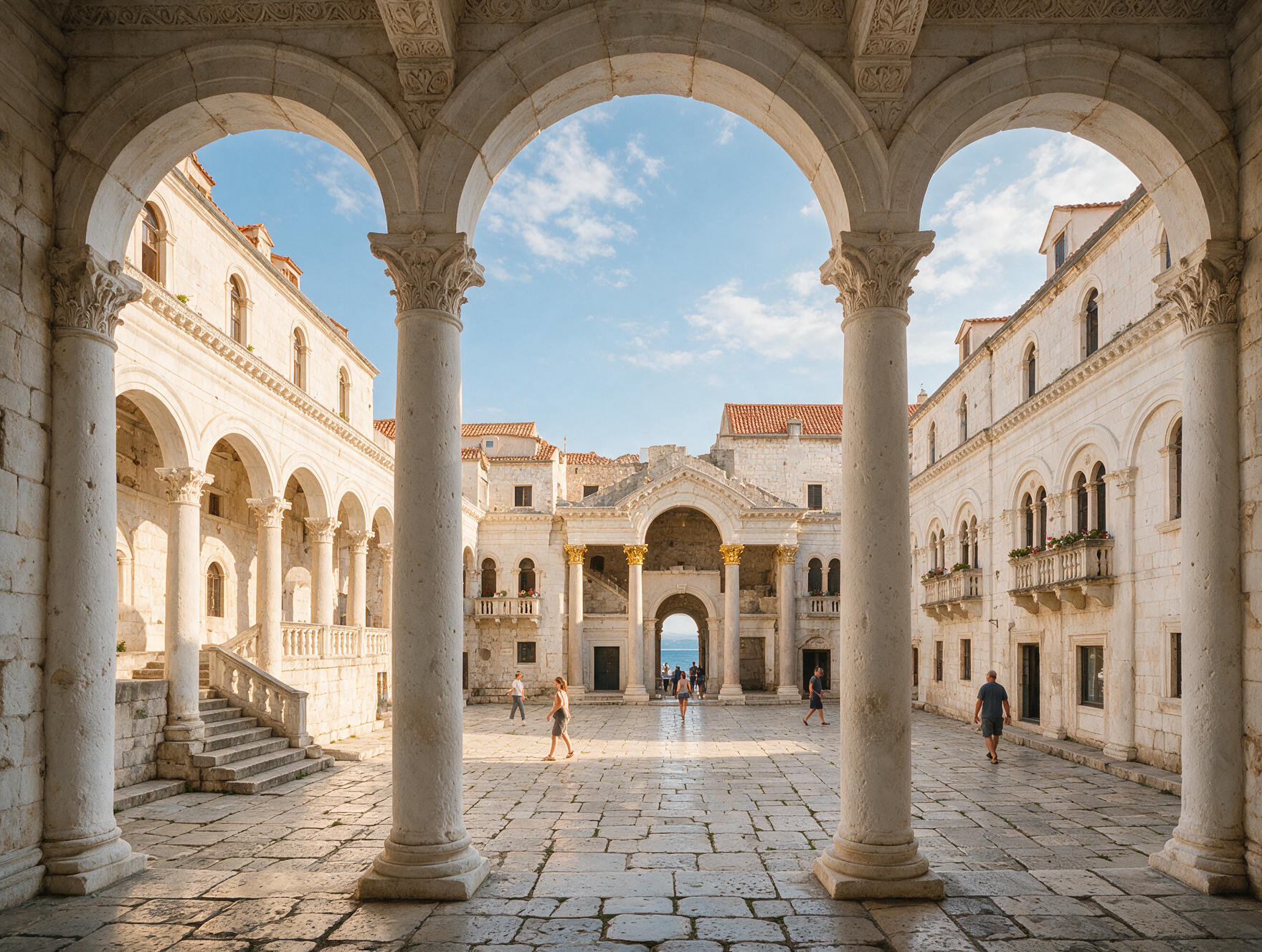 The ancient Roman Peristyle courtyard inside Diocletian's Palace in Split, free and open to the public