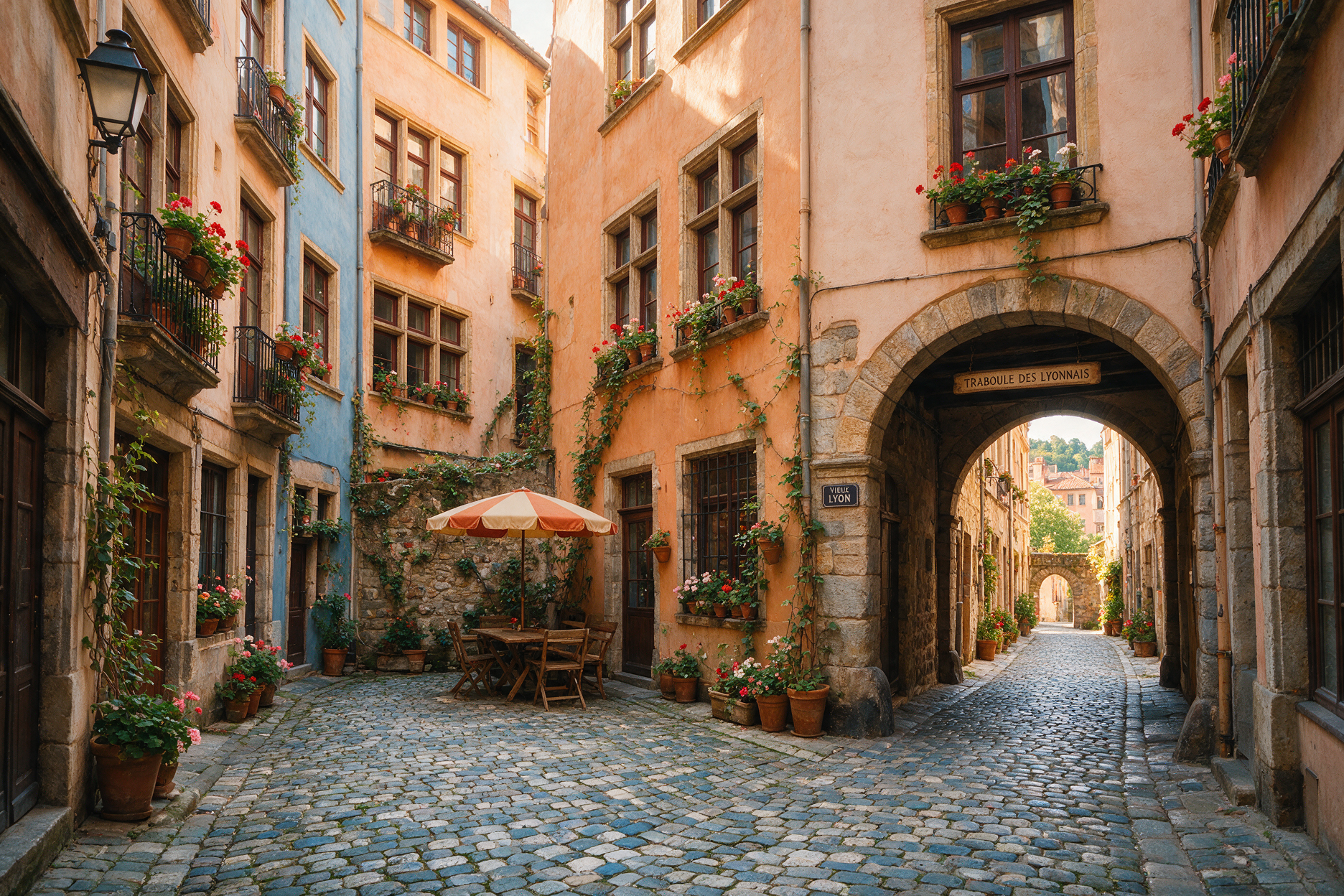 Historic passageway in Vieux Lyon old town