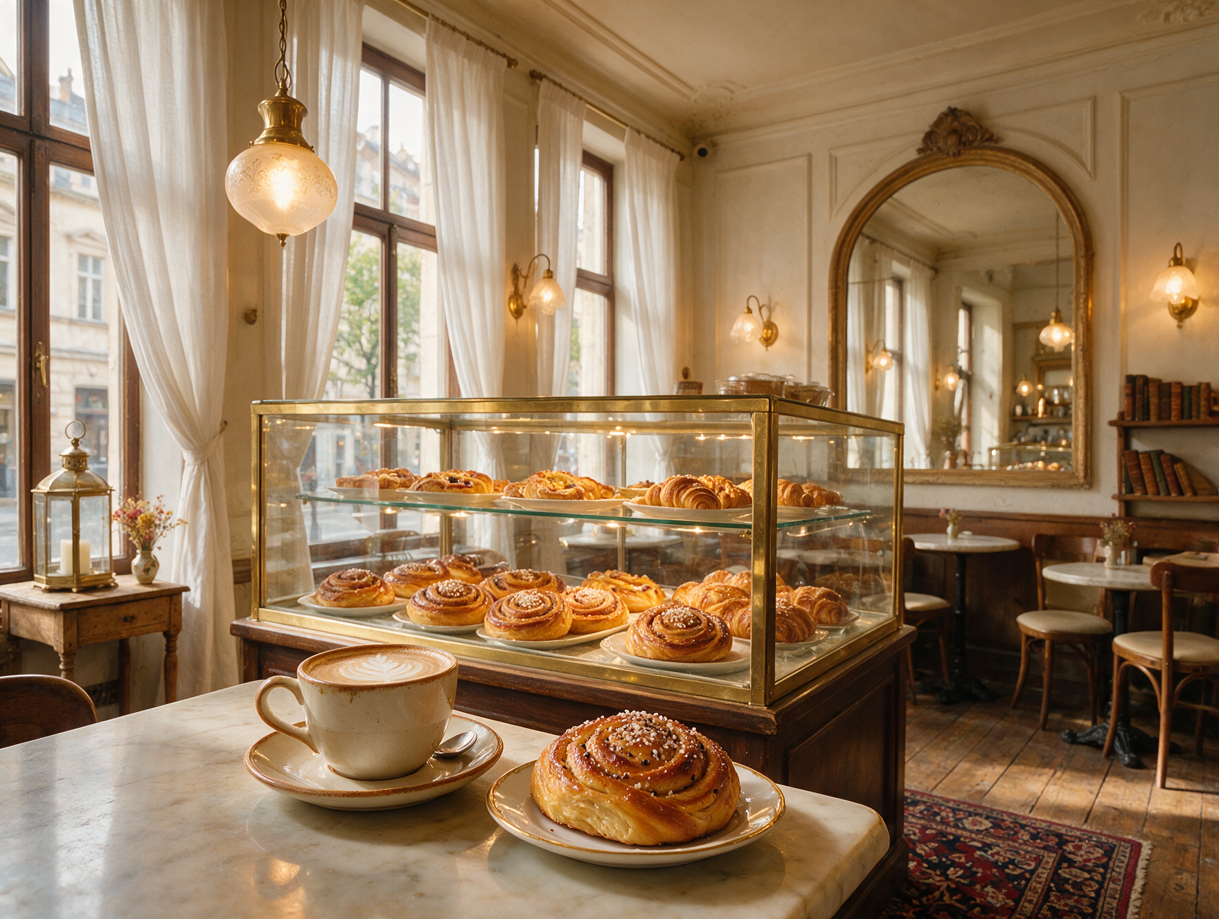 Historic Helsinki bakery cafe with pastries and coffee