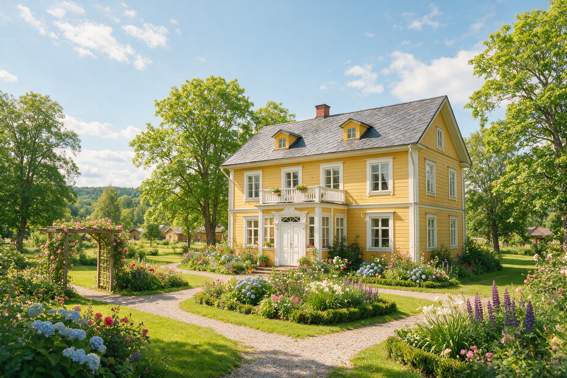 Historic Finnish manor house with a cottage garden in Lakeland