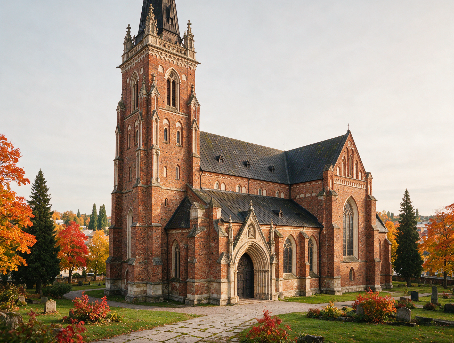 Turku Cathedral bell tower and churchyard