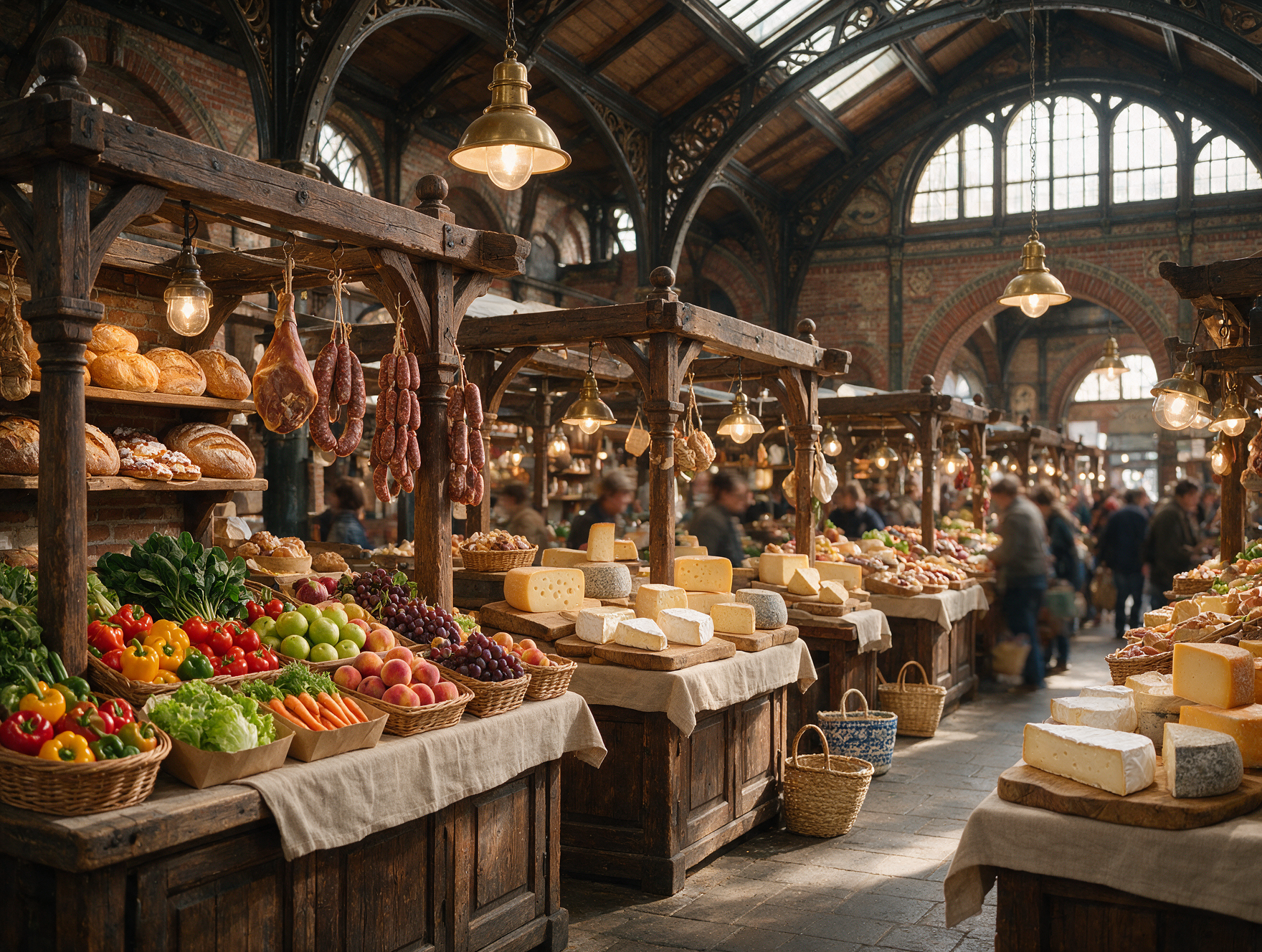 Inside Turku Market Hall with fresh produce and food stalls