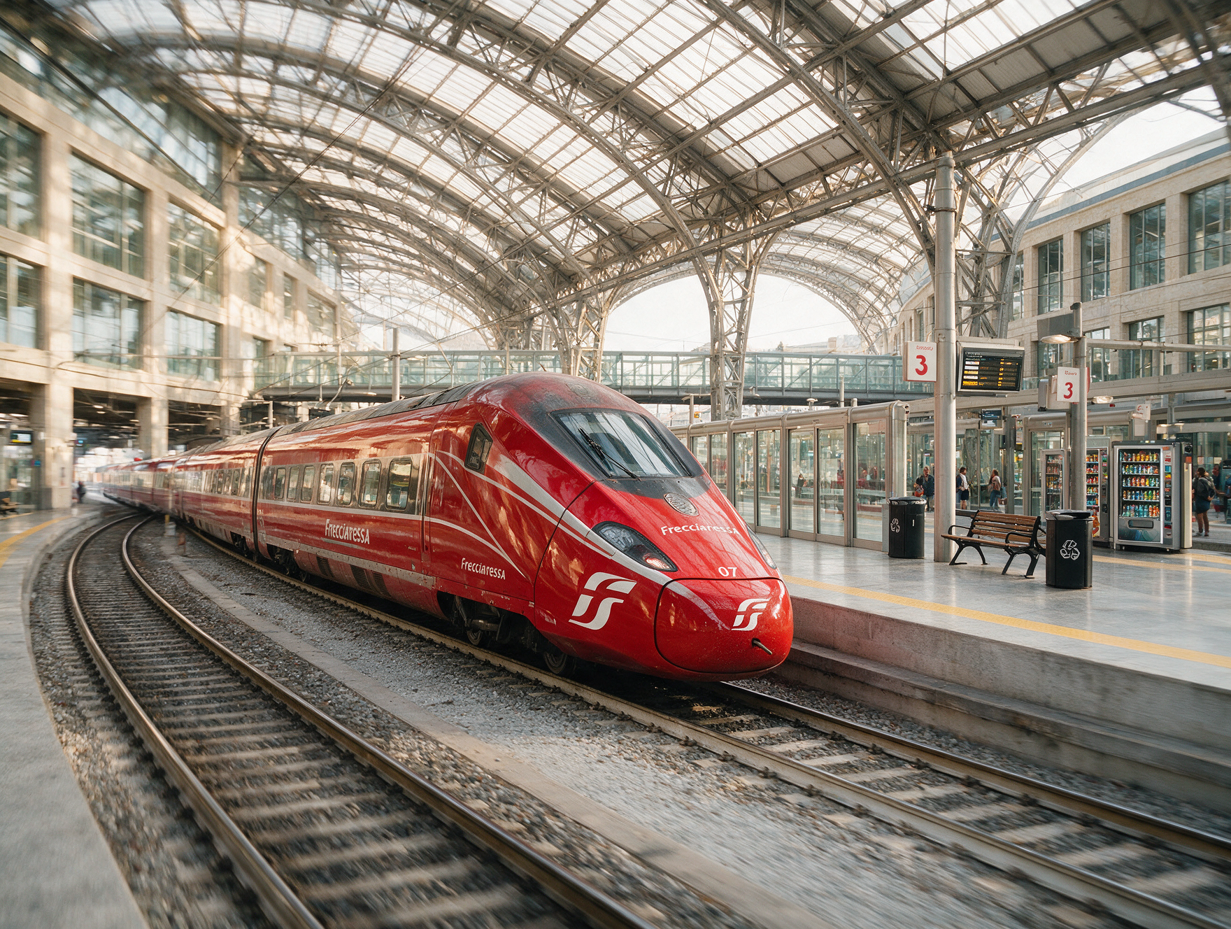 Frecciarossa high-speed train connecting Rome, Florence and Venice on this Italy itinerary