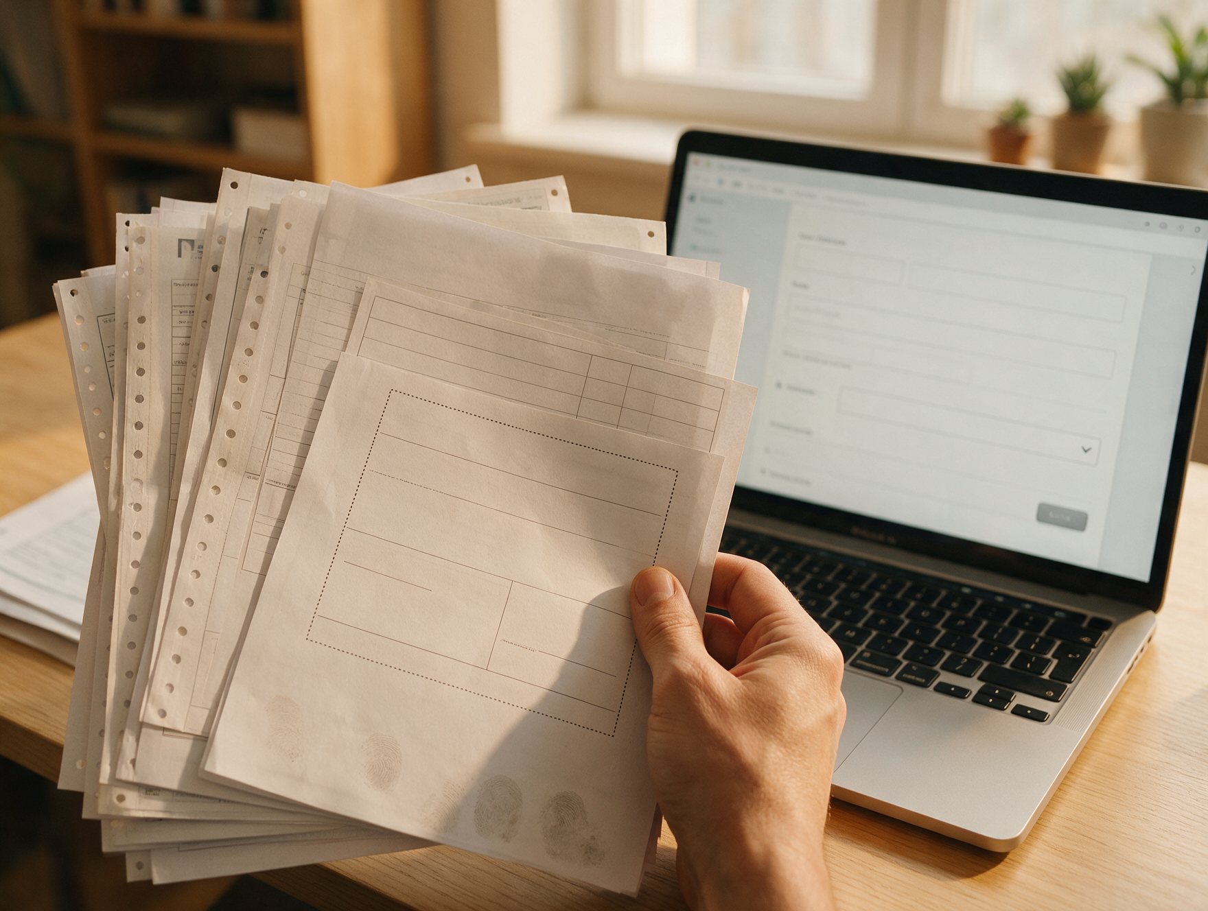 Bank statements and income tax documents laid out next to a laptop for an Italy Schengen visa application