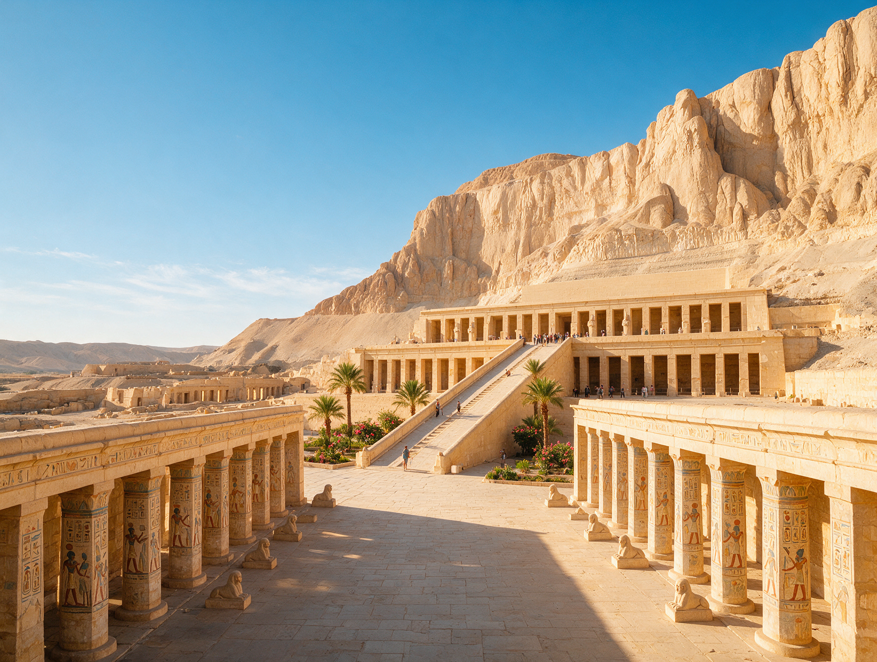 Temple of Hatshepsut carved into cliffside at Luxor West Bank Egypt