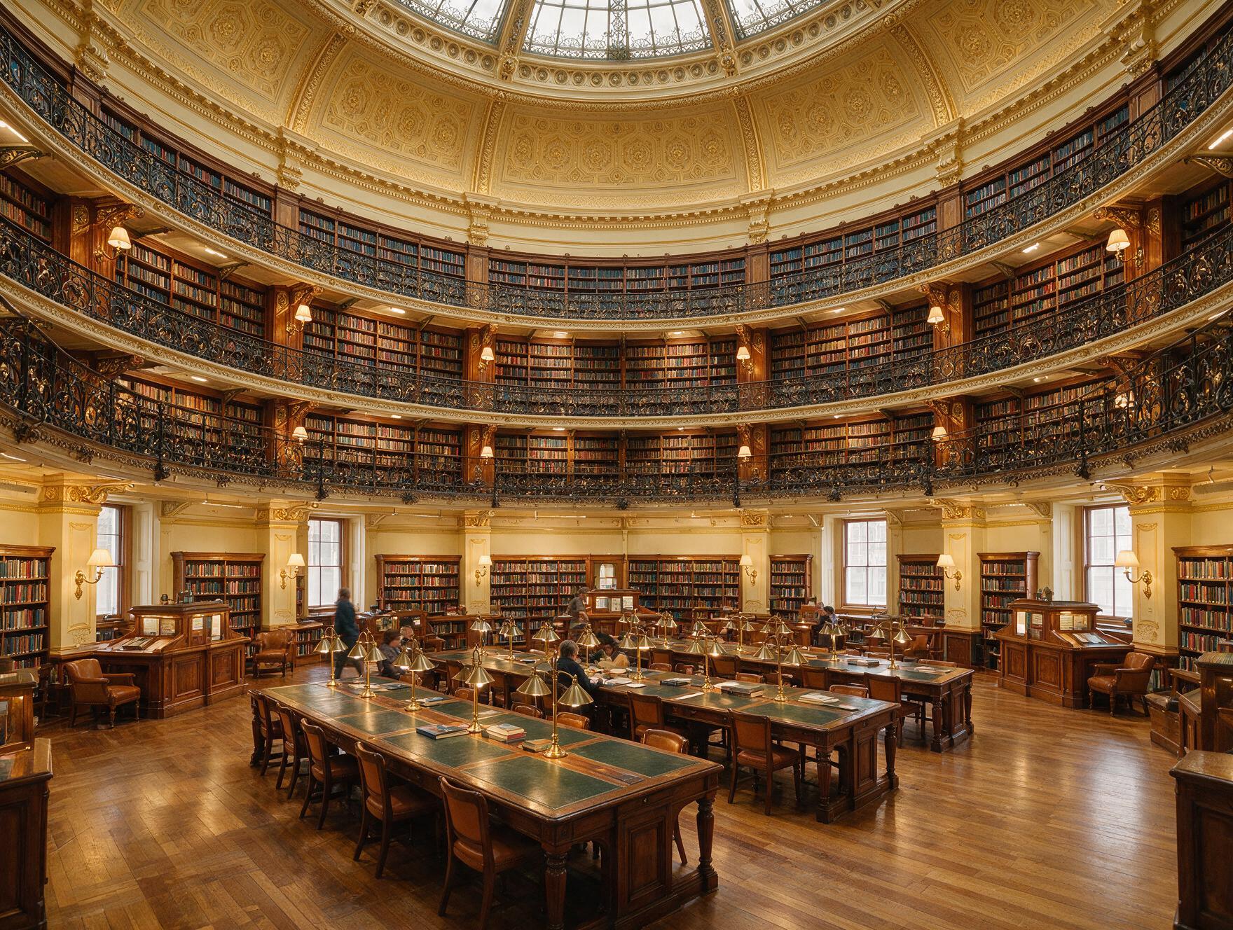 Historic domed reading room interior at the State Library Victoria in Melbourne