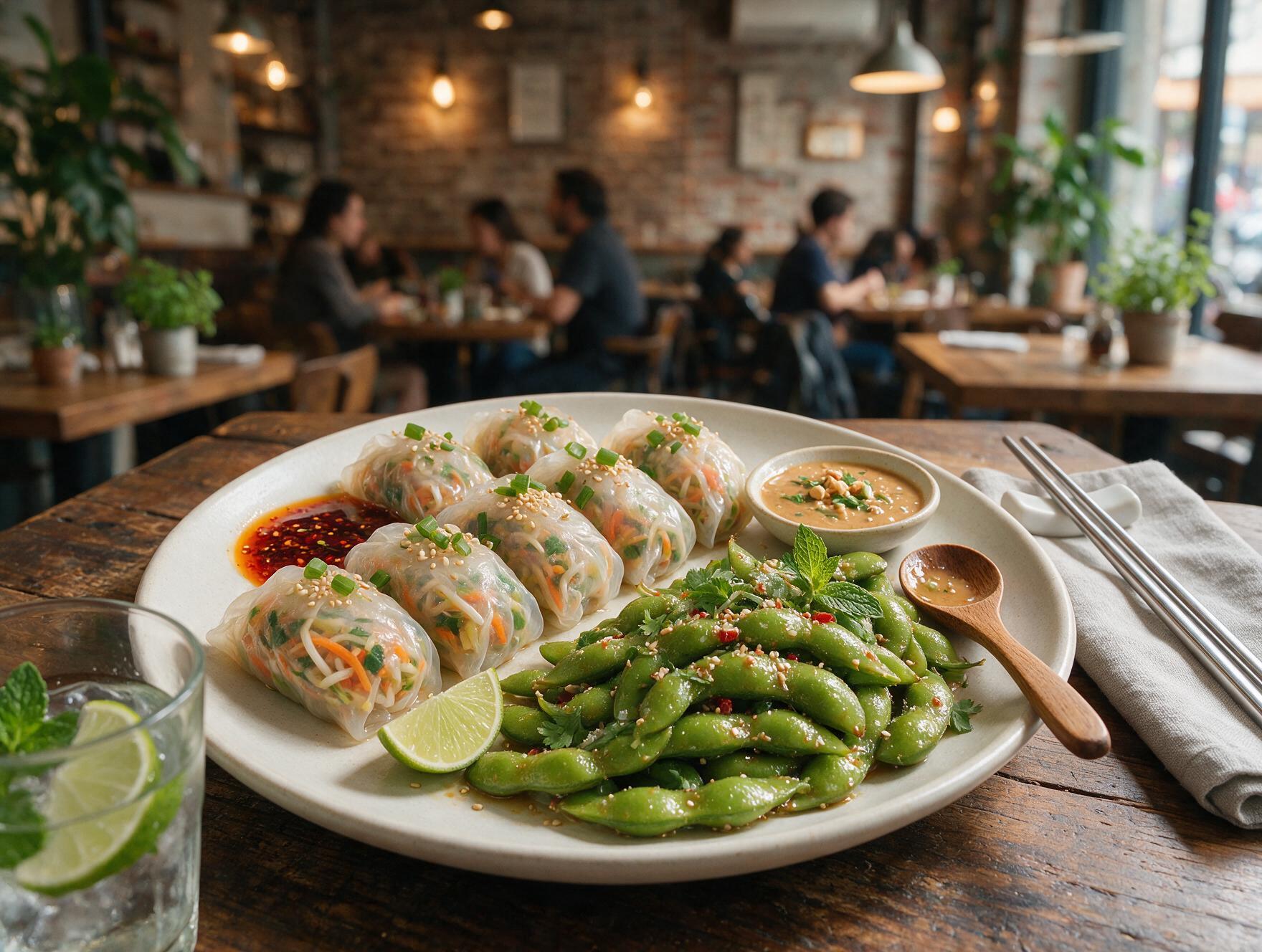 Colorful plant-based dishes at a vegan restaurant in Melbourne