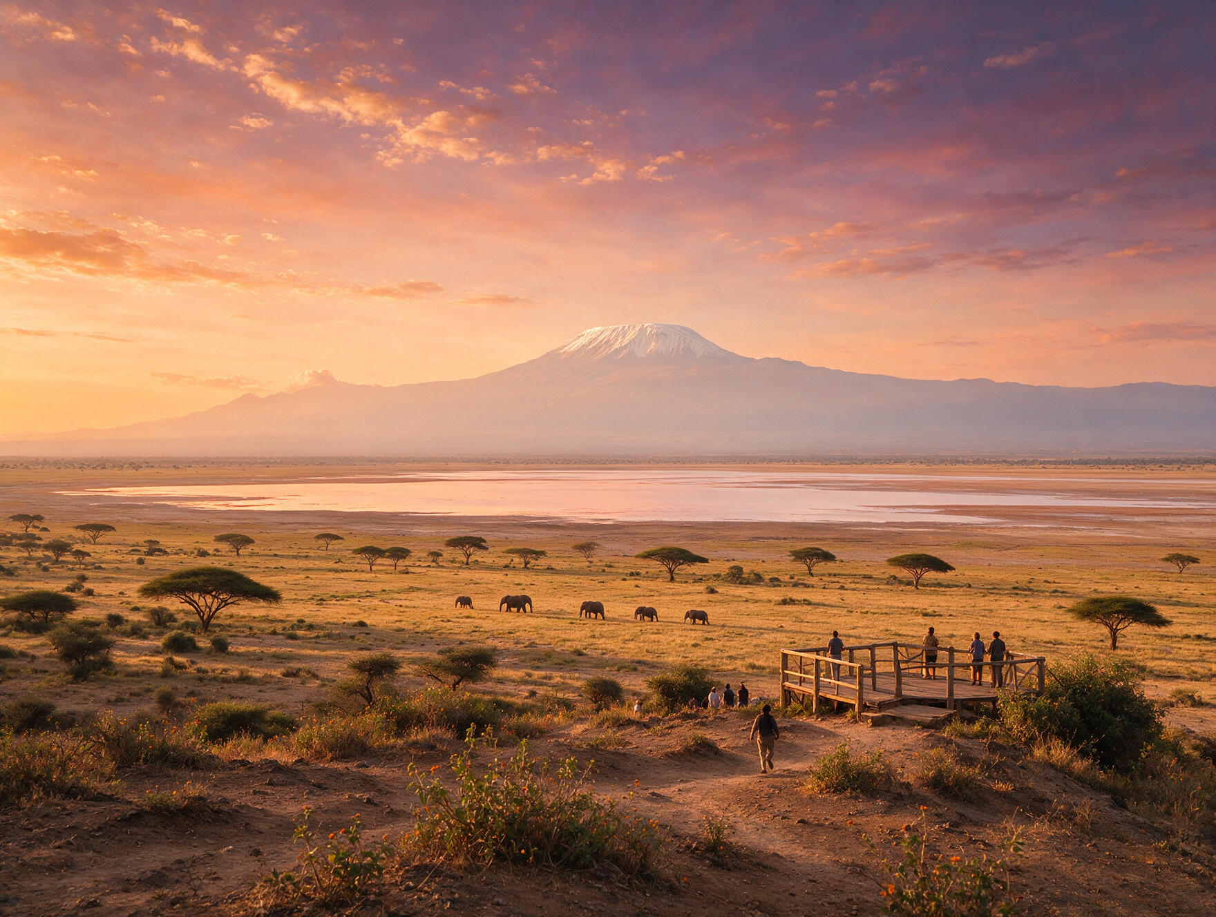 Observation Hill Amboseli National Park Kenya panoramic view swamps lake