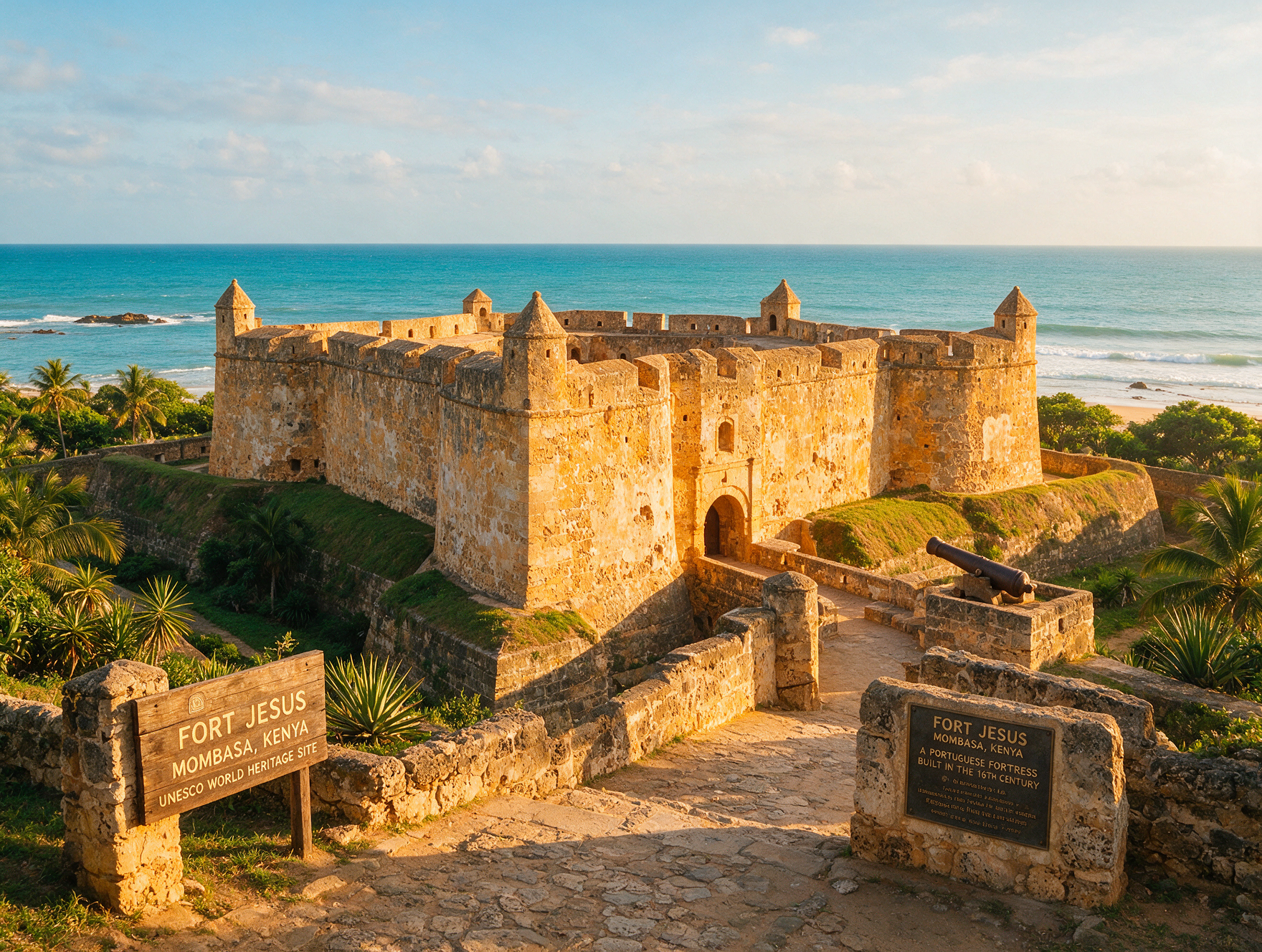 Fort Jesus Mombasa Kenya Portuguese 16th century fortification stone walls UNESCO