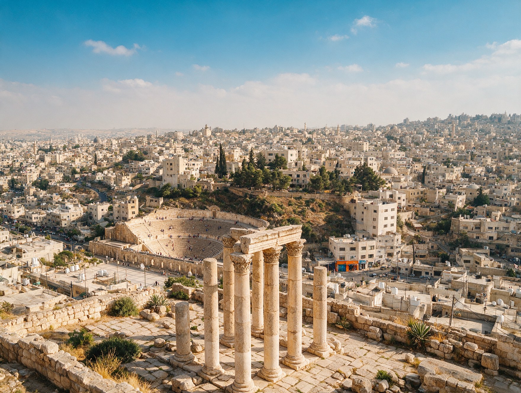 View from Amman Citadel overlooking the Roman Theatre, Jordan