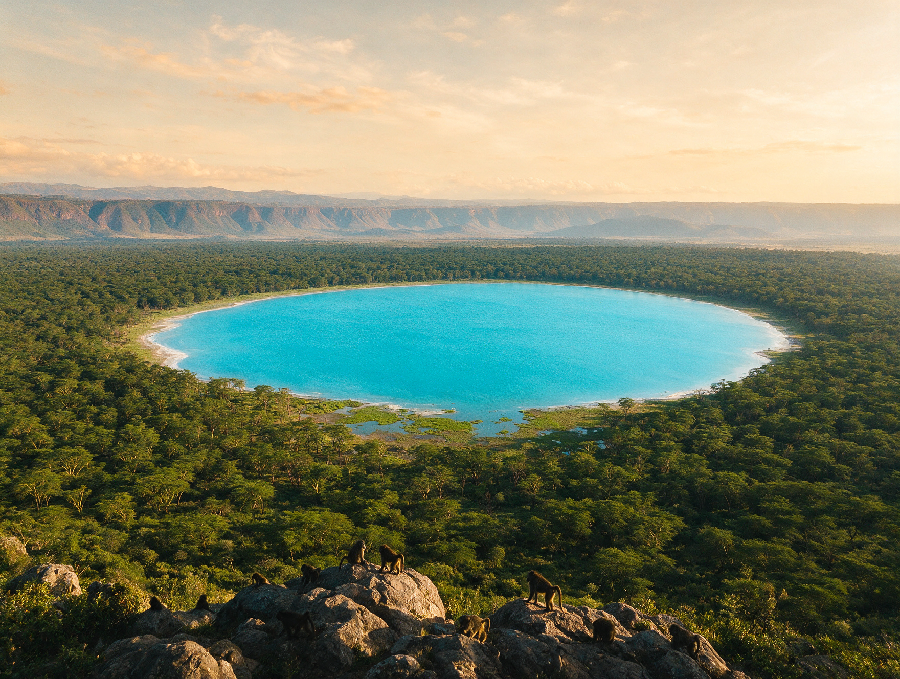 Baboon Cliff escarpment viewpoint Lake Nakuru National Park Kenya panorama