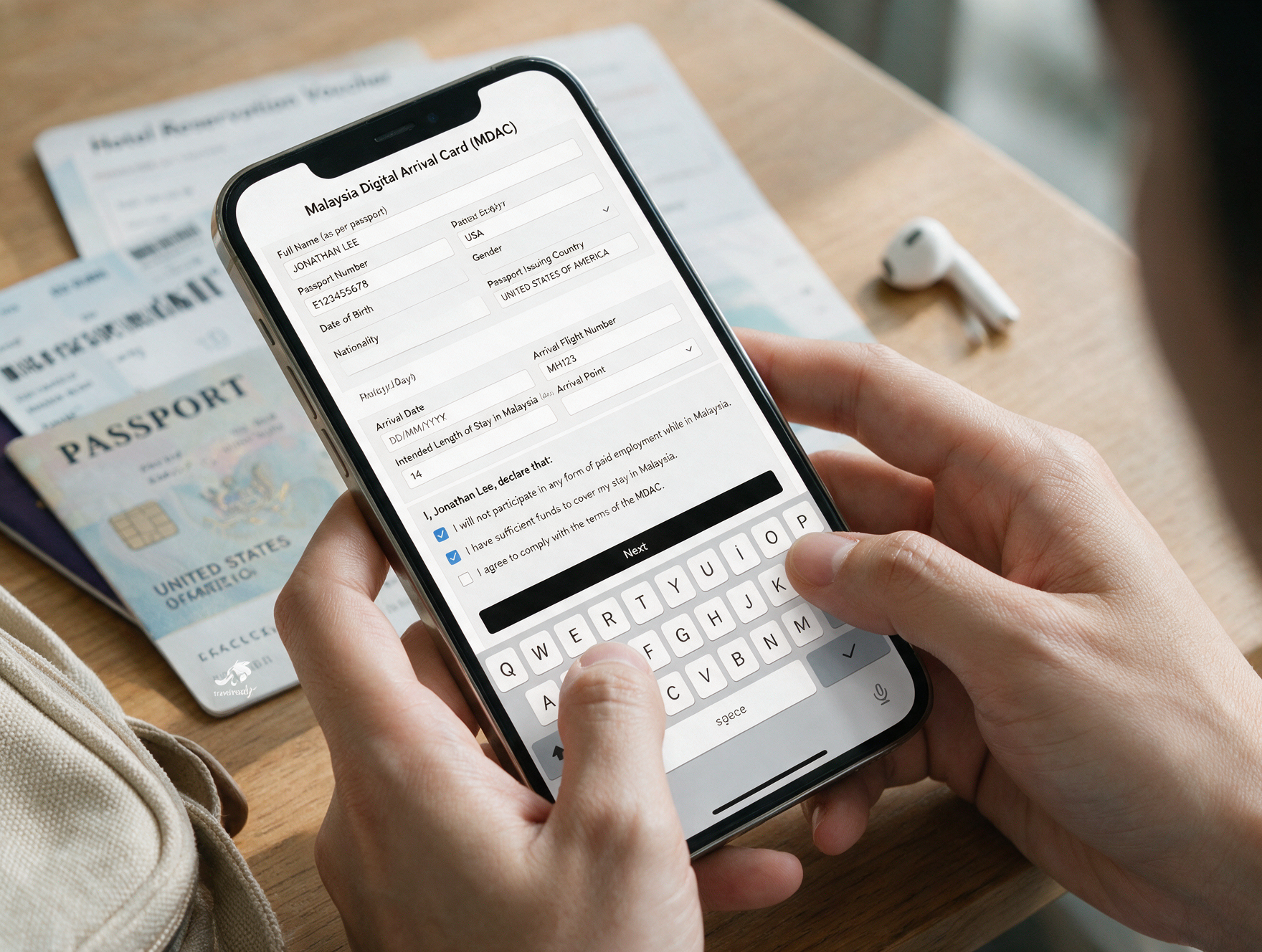 Malaysia Digital Arrival Card MDAC form on smartphone