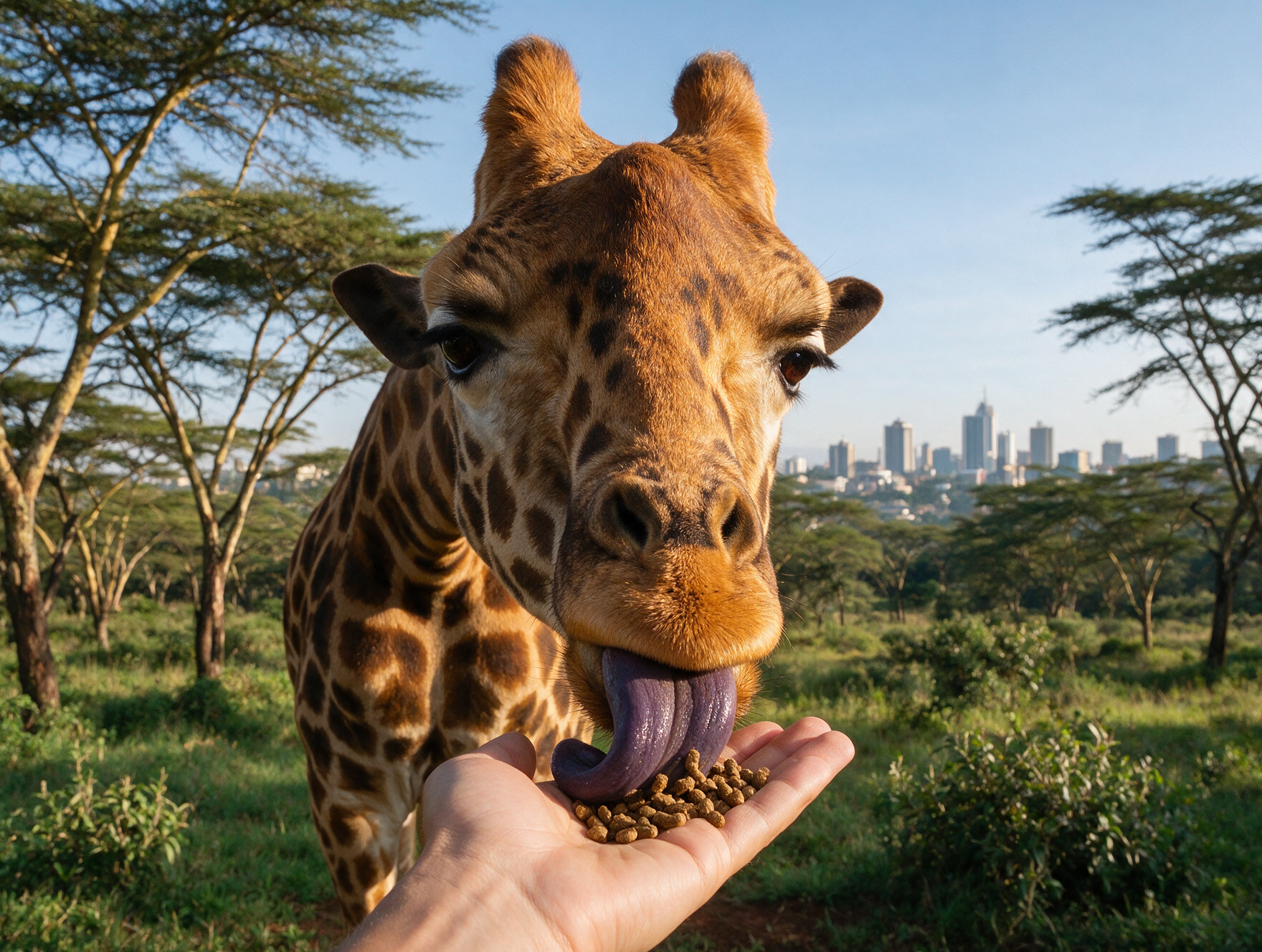 Rothschild giraffe at Nairobi Giraffe Centre Kenya close-up
