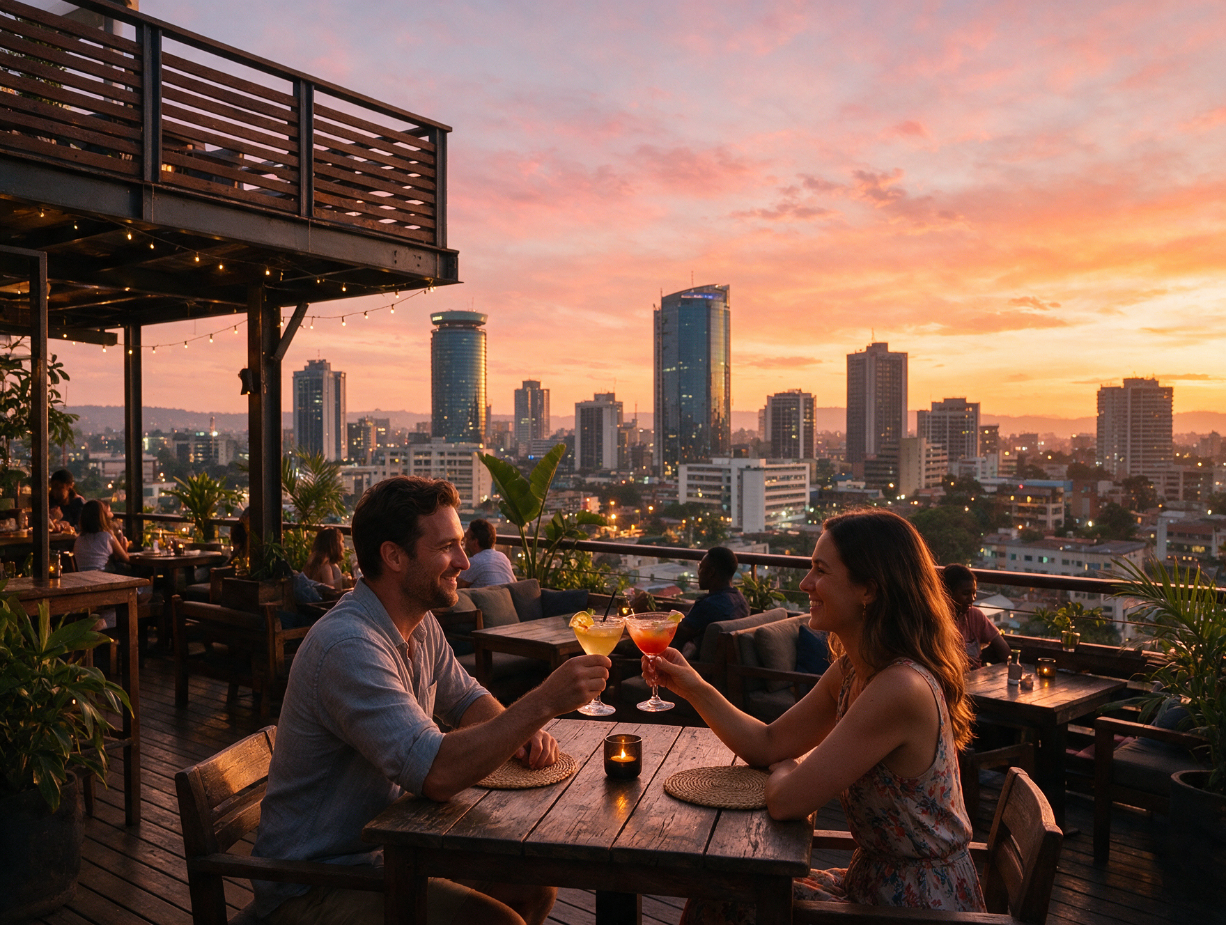 Nairobi rooftop bar sunset city skyline Westlands Kenya
